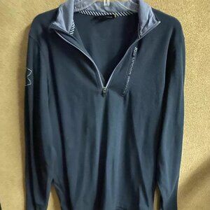 Under Armour Men's Fleece Pullover Large Loose Fit 1/4 Zip Gray Logo